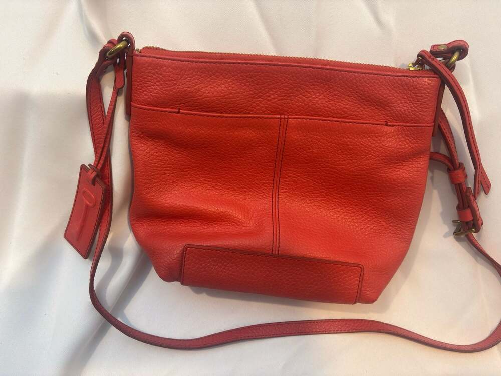 Fossil Red Pebbled Leather Crossbody Bag